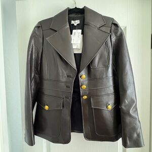 NWT A.L.C. Vegan Leather Blazer with Gold Accents